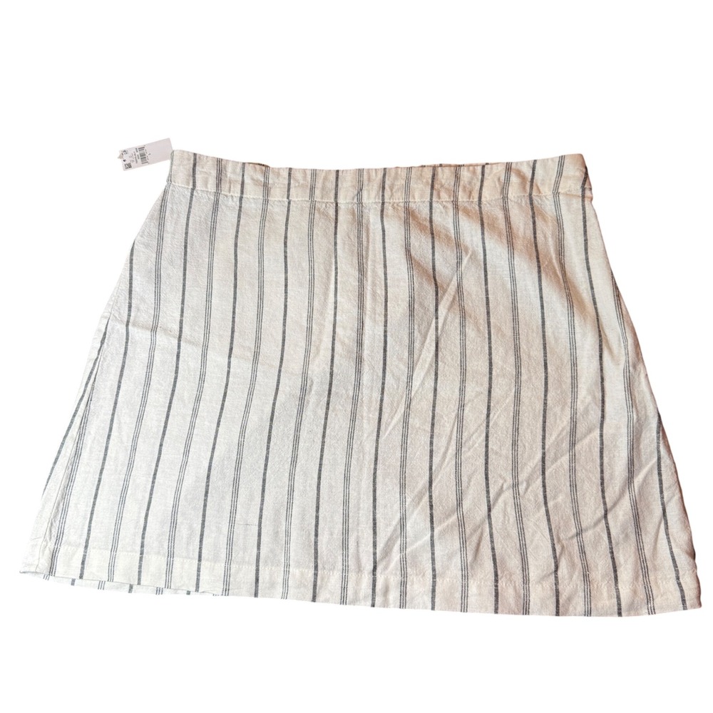 Old Navy Womens Skirt Size L Striped White/Gray Linen‎ Blend Pull On Casual